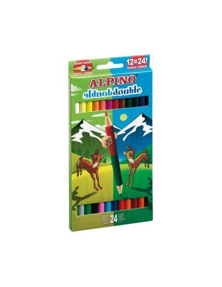 ALPINO LÁPICES DE COLORES DOUBLE 177MM DOBLE PUNTA Y COLOR SURTIDOS ESTUCHE 12 UD