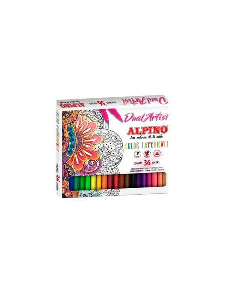 ALPINO ROTULADORES COLOR EXPERIENCE DUAL ARTIST DOBLE PUNTA PERFILACOLOREA ESTUCHE DE 36 CSURTIDOS
