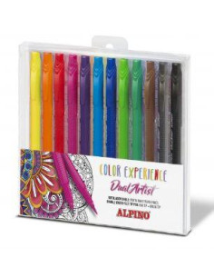 ALPINO ROTULADORES COLOR EXPERIENCE DUAL ARTIST DOBLE PUNTA PERFILACOLOREA CSURTIDOS ESTUCHE 12 UD