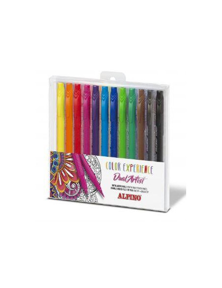 ALPINO ROTULADORES COLOR EXPERIENCE DUAL ARTIST DOBLE PUNTA PERFILACOLOREA CSURTIDOS ESTUCHE 12 UD