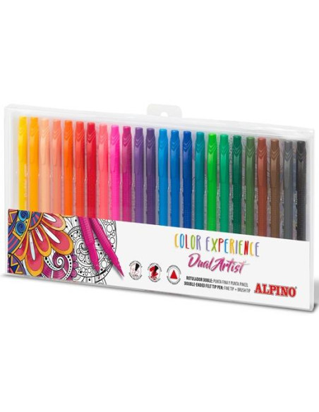 ALPINO ROTULADORES COLOR EXPERIENCE DUAL ARTIST DOBLE PUNTA PERFILACOLOREA ESTUCHE DE 24 CSURTIDOS