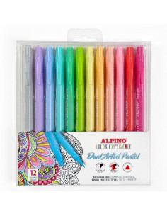 ALPINO ROTULADORES COLOR EXPERIENCE DUAL ARTIST PASTEL COLOR EXPERIENCE DOBLE PUNTA FINAPINCEL CSURTIDOS ESTUCHE 12 UD