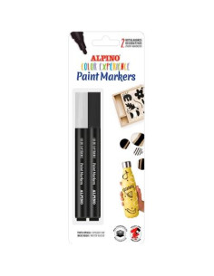 ALPINO ROTULADORES CREA PAINT MARKER MULTISUPERFICIES BLANCO Y NEGRO BLÍSTER 2 UD