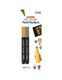 ALPINO ROTULADORES CREA PAINT MARKER MULTISUPERFICIES ORO Y PLATA BLÍSTER 2 UD
