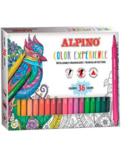 ALPINO ROTULADORES COLOR EXPERIENCE TRIANGULARES PUNTA 23MM CSURTIDOS ESTUCHE 36 UD