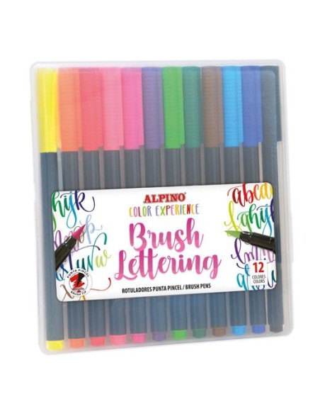 ALPINO ROTULADORES BRUSH LETTERING EXPERIENCE PUNTA PINCEL COLORES SURTIDOS ESTUCHE 12 UD