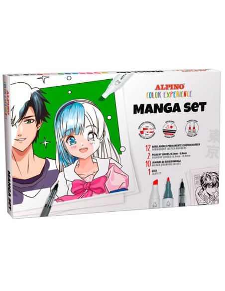 ALPINO ROTULADORES MANGA SET COLOR EXPERIENCE ESTUCHE 14 UD  LÁMINAS  GUÍA