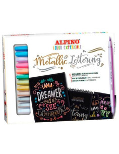 ALPINO ROTULADORES METALLIC LETTERING COLOR EXPERIENCE DOBLE PUNTA CSURTIDOS ESTUCHE 12 UD  BLOC