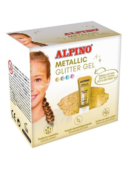 ALPINO GEL CON PURPURINA METALLIC GLITTER CAJA 6U ORO