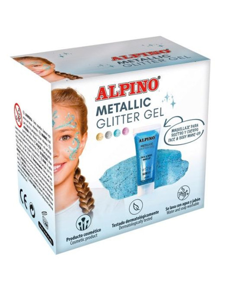 ALPINO GEL CON PURPURINA METALLIC GLITTER CAJA 6U AZUL