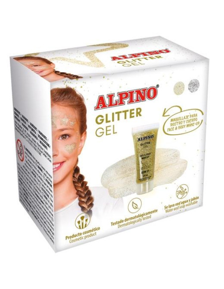 ALPINO GEL TRANSPARENTE CON PURPURINA GLITTER CAJA 6U ORO