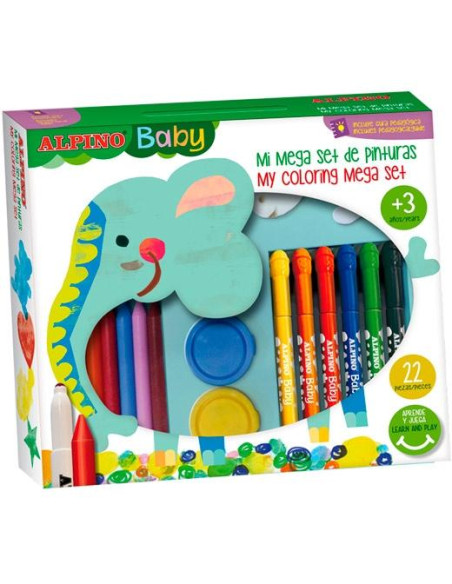 ALPINO PINTURAS BABY PARA NIÑOS MEGA SET DE 36 PIEZAS CSURTIDOS