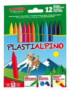 ALPINO CERAS PLÁSTICAS PLASTIALPINO 115MM NO MANCHAN ESTUCHE DE 12 CSURTIDOS