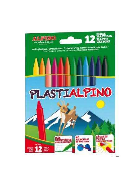 ALPINO CERAS PLÁSTICAS PLASTIALPINO 115MM NO MANCHAN ESTUCHE DE 12 CSURTIDOS