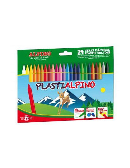 ALPINO CERAS PLÁSTICAS PLASTIALPINO 115MM NO MANCHAN ESTUCHE DE 24 CSURTIDOS