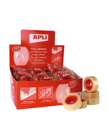 APLI CINTA ADHESIVA TRANSPARENTE ROLLO 12MM X 33M CAJA EXPOSITORA 55 UD
