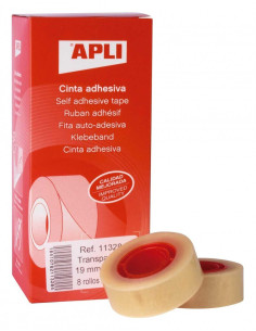 APLI CINTA ADHESIVA TRANSPARENTE ROLLO 19MM X 33M CAJA 8 UD