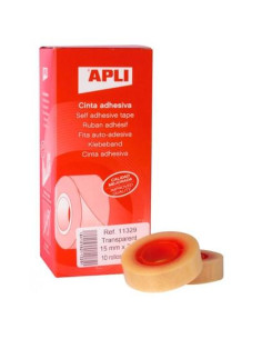 APLI CINTA ADHESIVA TRANSPARENTE ROLLO 15MM X 33M CAJA 10 UD