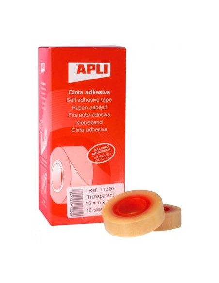APLI CINTA ADHESIVA TRANSPARENTE ROLLO 15MM X 33M CAJA 10 UD