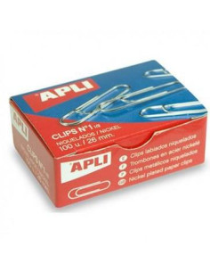 APLI CLIPS PLATEADOS N 1½ - 26MM CAJA 100 UD -PACK 10 CAJAS-