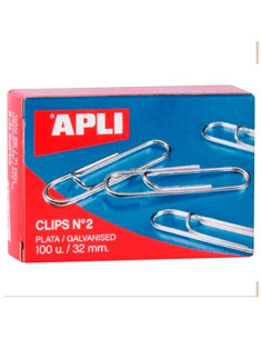 APLI CLIPS PLATEADOS N 2 - 32MM CAJA DE 100 -10 CAJAS-