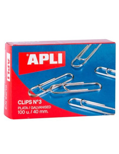 APLI CLIPS PLATEADOS N 3 - 40MM CAJA DE 100  -10 CAJAS-