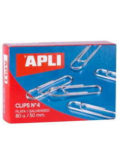 APLI CLIPS PLATEADOS  N 4 - 50MM CAJA DE 80 -10 CAJAS-