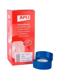 APLI CINTA ADHESIVA SILENCIOSA ROLLO 19MM X 33M PP CAJA 8 UD AZUL