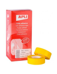 APLI CINTA ADHESIVA SILENCIOSA ROLLO 19MM X 33M PP CAJA 8 UD AMARILLO
