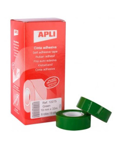 APLI CINTA ADHESIVA SILENCIOSA ROLLO 19MM X 33M PP CAJA 8 UD VERDE