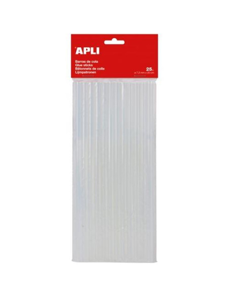 APLI BARRAS DE COLA PARA PISTOLA DE SILICONA TERMOFUSIBLE TRANSPARENTES Ø75MM X 20CM -25U-