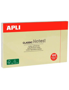 APLI BLOC NOTAS ADHESIVAS CLASSIC REPOSICIONABLES 100H 125X75 AMARILLO PACK 12 UD