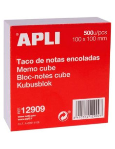 APLI TACO DE NOTAS ENCOLADAS 500H 100X100MM BLANCO