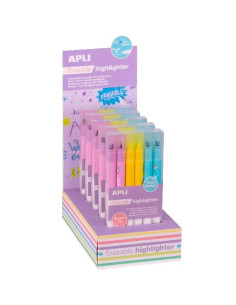 APLI MARCADOR FLUORESCENTE BORRABLE DOBLE PUNTA CSURTIDOS EXPOSITOR 5 PACKS DE 6 UD