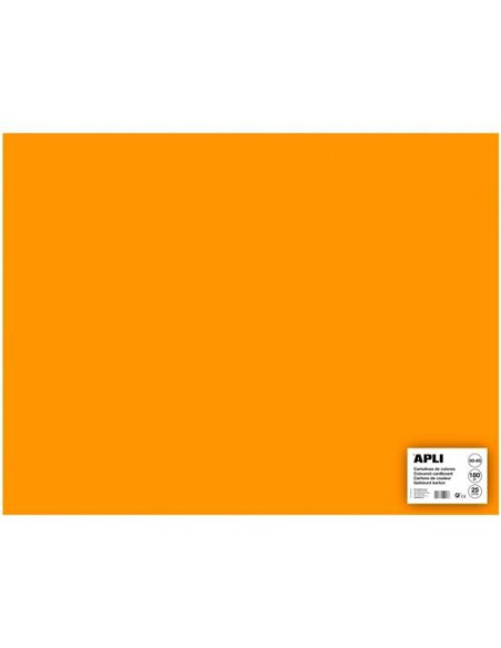 APLI CARTULINA 50X65CM 170GR PACK DE 25H NARANJA FLÚOR