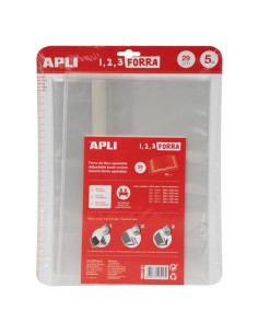 APLI FORRO DE LIBROS CON SOLAPA AJUSTABLE 290MM PP 75 MICRAS BLÍSTER 5 UD