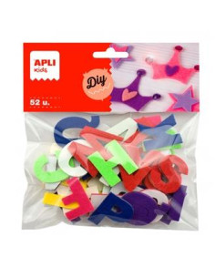 APLI FORMAS FIELTRO LETRAS ADHESIVOS 30MM COLORES SURTIDOS -52U-
