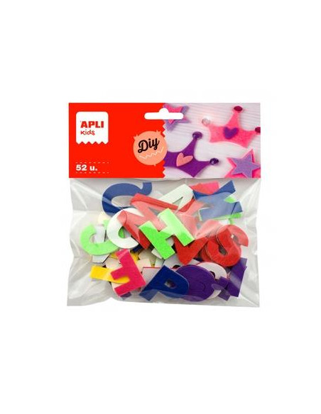 APLI FORMAS FIELTRO LETRAS ADHESIVOS 30MM COLORES SURTIDOS -52U-