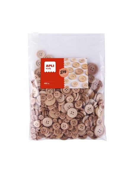 APLI BOTONES VARIOS TAMAÑOS BOLSA DE 400 COLOR NATURAL 4 AÑOS