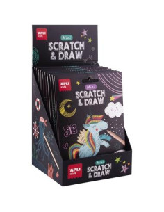 APLI MINI LÁMINAS RASCA Y DIBUJA SET SCRATCH&DRAW CAJA EXPOSITORA DE 12 SURTIDOS 4 AÑOS