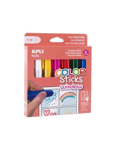APLI PINTURA COLOR STICKS WINDOW PARA VENTANAS BARRA 6GR ESTUCHE DE 6 CSURTIDOS