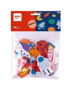 APLI FORMAS DE GOMA EVA ADHESIVA DISEÑO ESPACIO BOLSA DE 56 CSURTIDOS 4 AÑOS