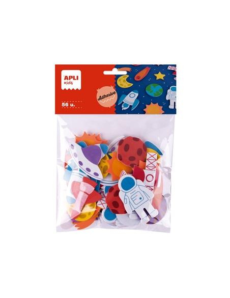 APLI FORMAS DE GOMA EVA ADHESIVA DISEÑO ESPACIO BOLSA DE 56 CSURTIDOS 4 AÑOS