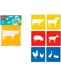 APLI PLANTILLAS DE FORMAS ANIMALES DE GRANJA PAINT & FUN PP FLEXIBLE BOLSA DE 6 SURTIDOS