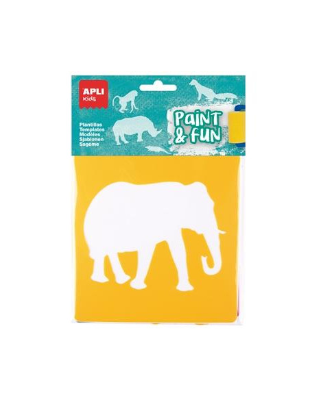 APLI PLANTILLAS DE FORMAS ANIMALES DE LA SELVA PAINT & FUN PP FLEXIBLE BOLSA DE 6 SURTIDOS