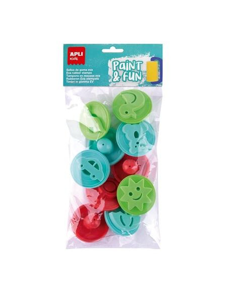 APLI SELLOS PAINT&FUN GOMA EVA FORMAS VARIAS Ø55MM BOLSA DE 10 CSURTIDOS