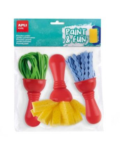 APLI PINCELES PAINT&FUN MAXI GOMA EVA Y ESPONJA PAINT & FUN CSURTIDOS BOLSA 3 UD