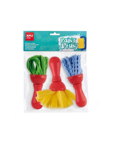 APLI PINCELES PAINT&FUN MAXI GOMA EVA Y ESPONJA PAINT & FUN CSURTIDOS BOLSA 3 UD
