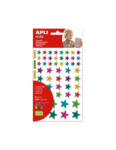 APLI GOMETS ESTRELLAS REMOVIBLES MULTICOLOR 624U 6 HOJAS CSURTIDOS
