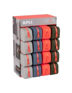 APLI ESTUCHE DE SILICONA NEON RECTANGULAR EXPOSITOR DE 16 CSURTIDOS